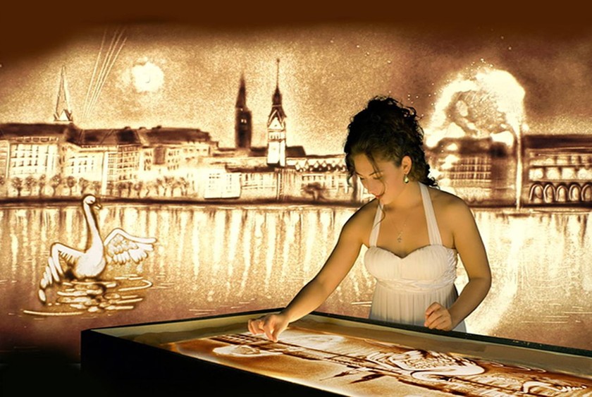 Spectacle de peinture sur sable Elbarkarden Lounge Harbour City