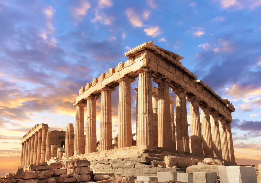 Acropole avec le Parthénon et les versants nord et sud